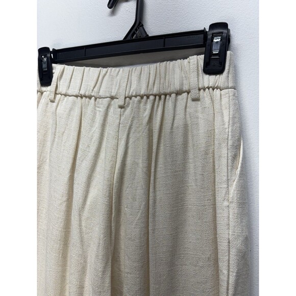 Blenca Womens Linen Blend High Rise Wide Leg Pants Pocket Cream Sz S - Picture 11 of 12